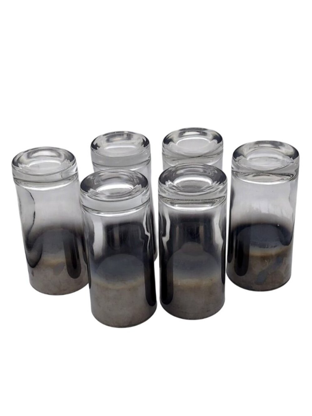 Vintage MCM Silver Mercury Fade Highball Tom Collins Tumblers Ombre Set Of 6 - Picture 3 of 6